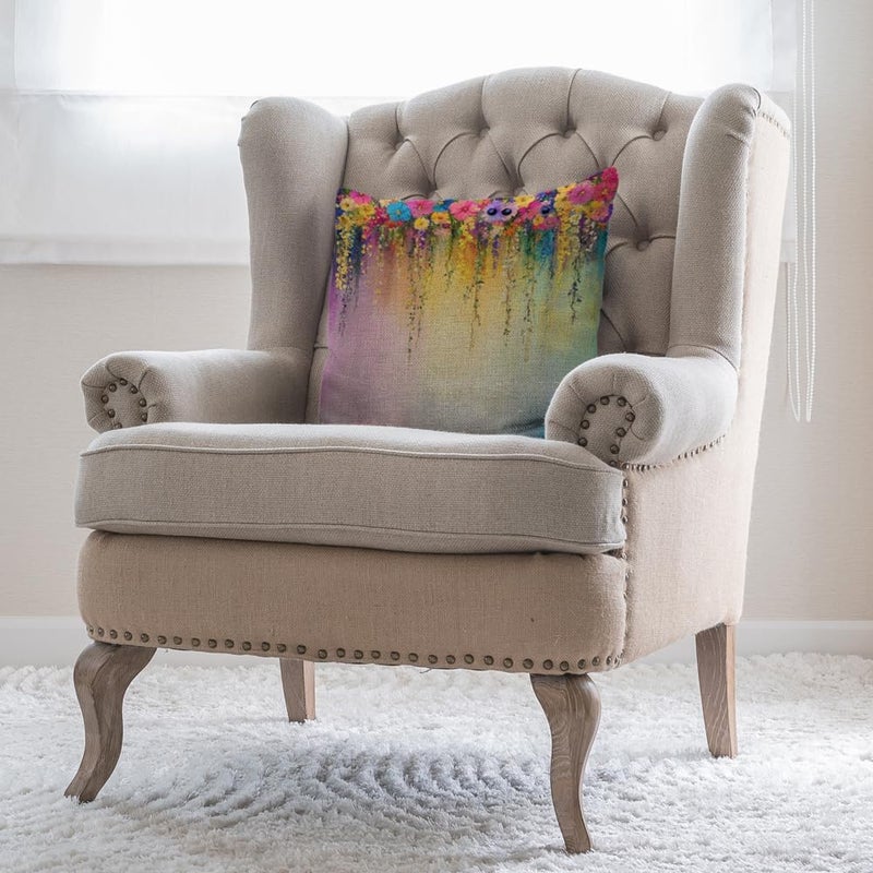 Moslion Floral Pillows Flower Decorative Throw Pillow Cover Watercolor Painting Flowers Pillow Case 18x18 Inch Cotton Linen Square Cushion Cover for Sofa Bed Purple - Image 4